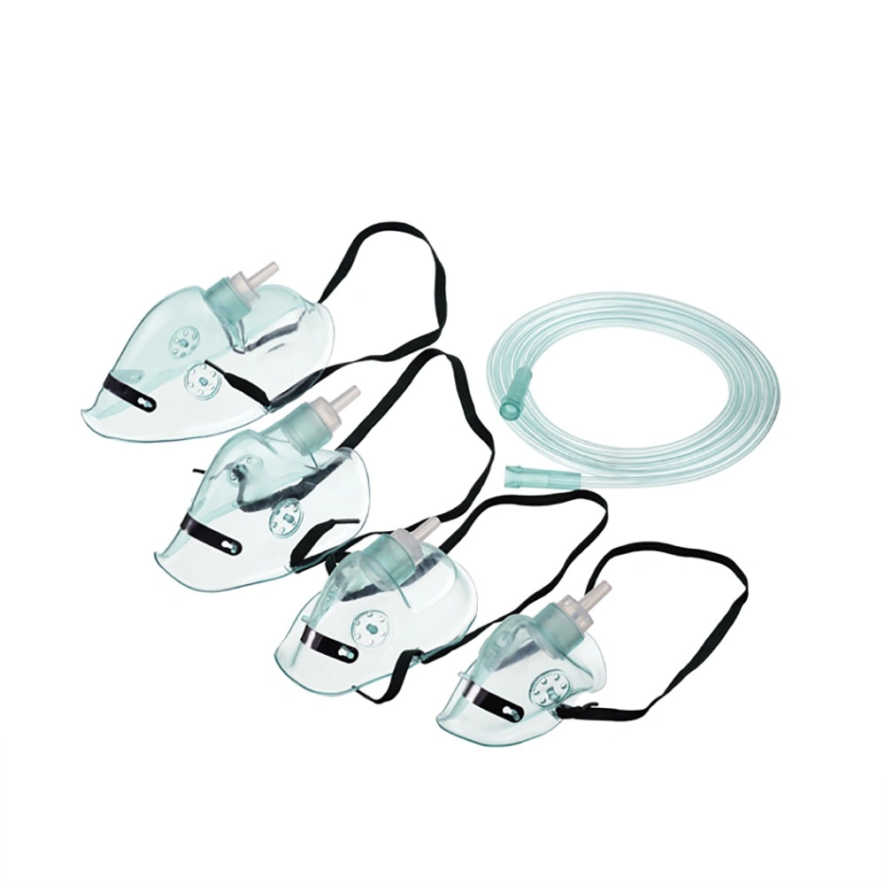 Transparent Oxygen Mask Adjustable Nose Clip PVC with Connecting Tube Size S/M/L/XL