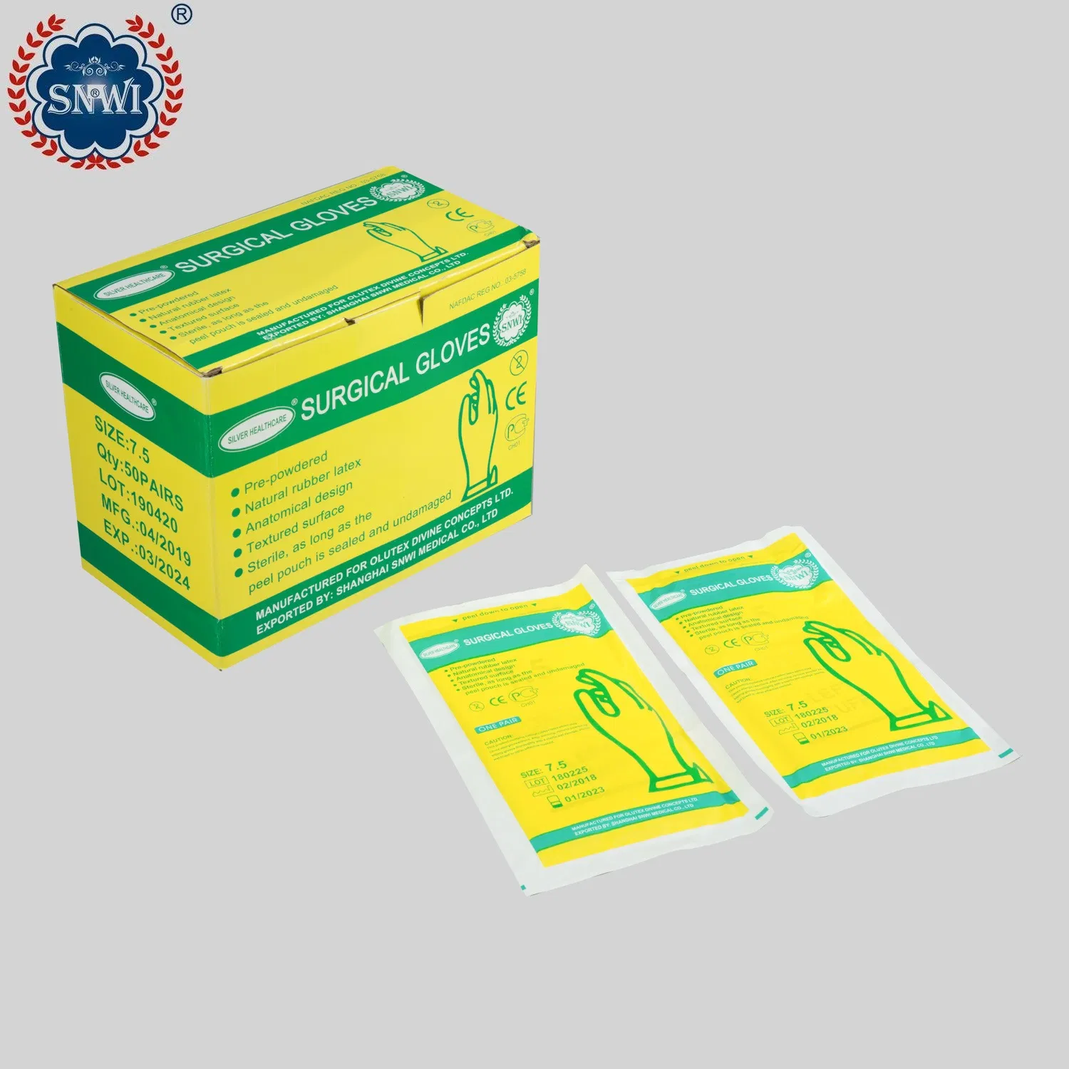 Wholesale Medical Supply Disposable Nature Latex Powder Free Sterile Surgical Hand Gloves