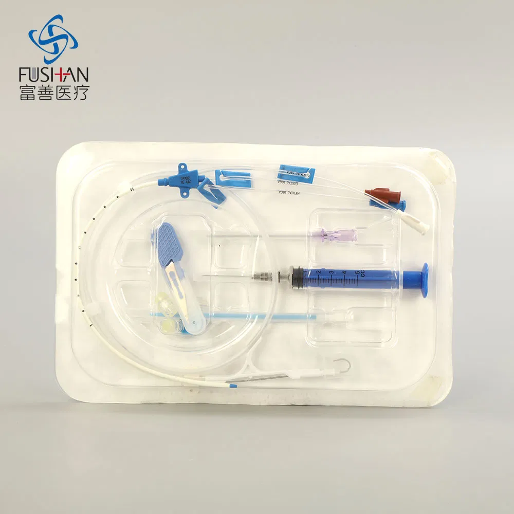 Fushan Medical Supplies Double Lumen Disposable Central Venous Catheter Simple Package Kit Anti-Microbial CVC Kit OEM ISO