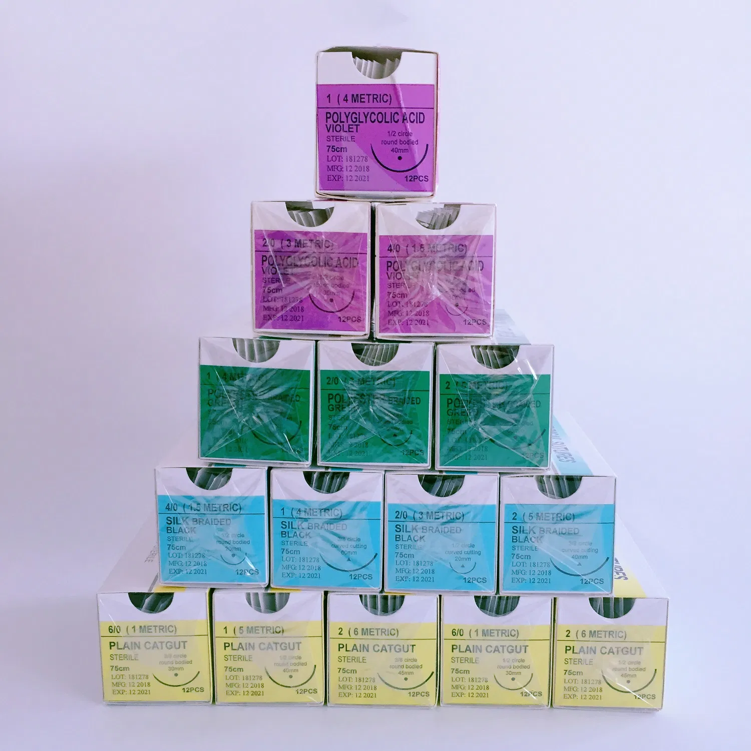 Medical Absorbable Non-Absorbable Surgical Sutures with Needle Polypropylene Sterile PGA Pdo Silk Nylon Catgut