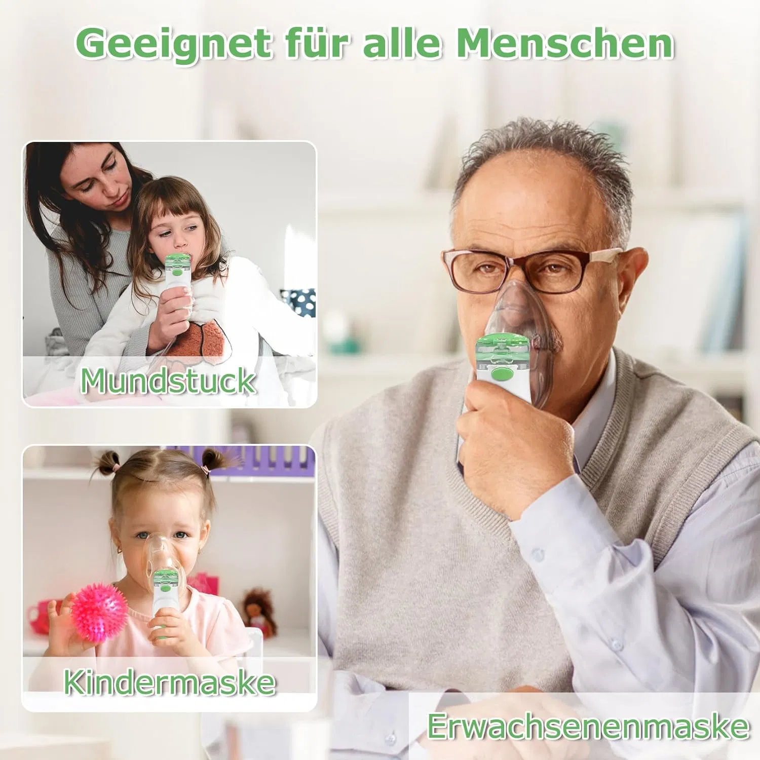 Portable Inhaler Nebulizer Automatic Cleaning Function Quiet Digital Mesh Nebulizer with 2 Masks and 1 Mouthpiece