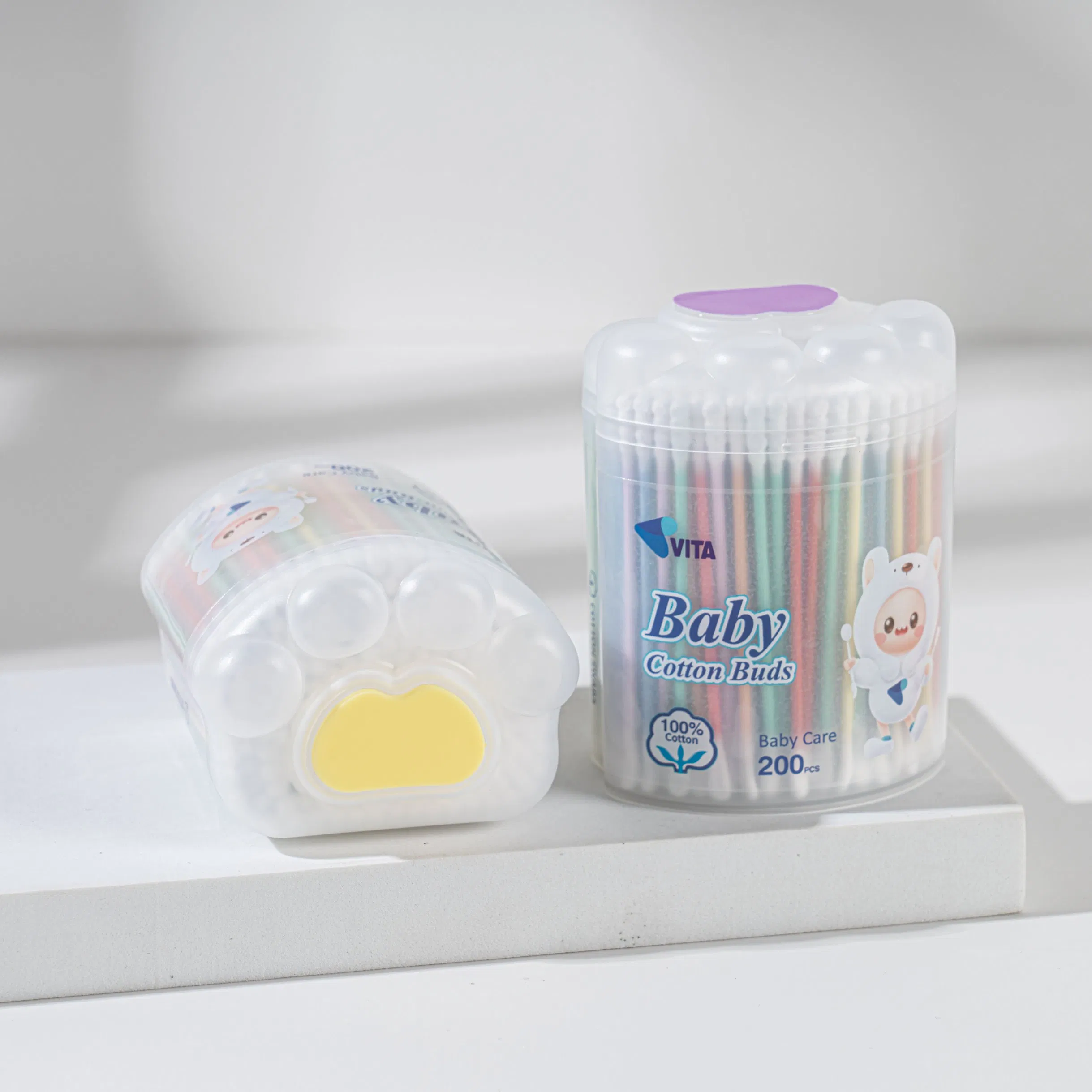 Eco-Friendly Colorful Cotton Swabs - 200 PCS for Daily Use