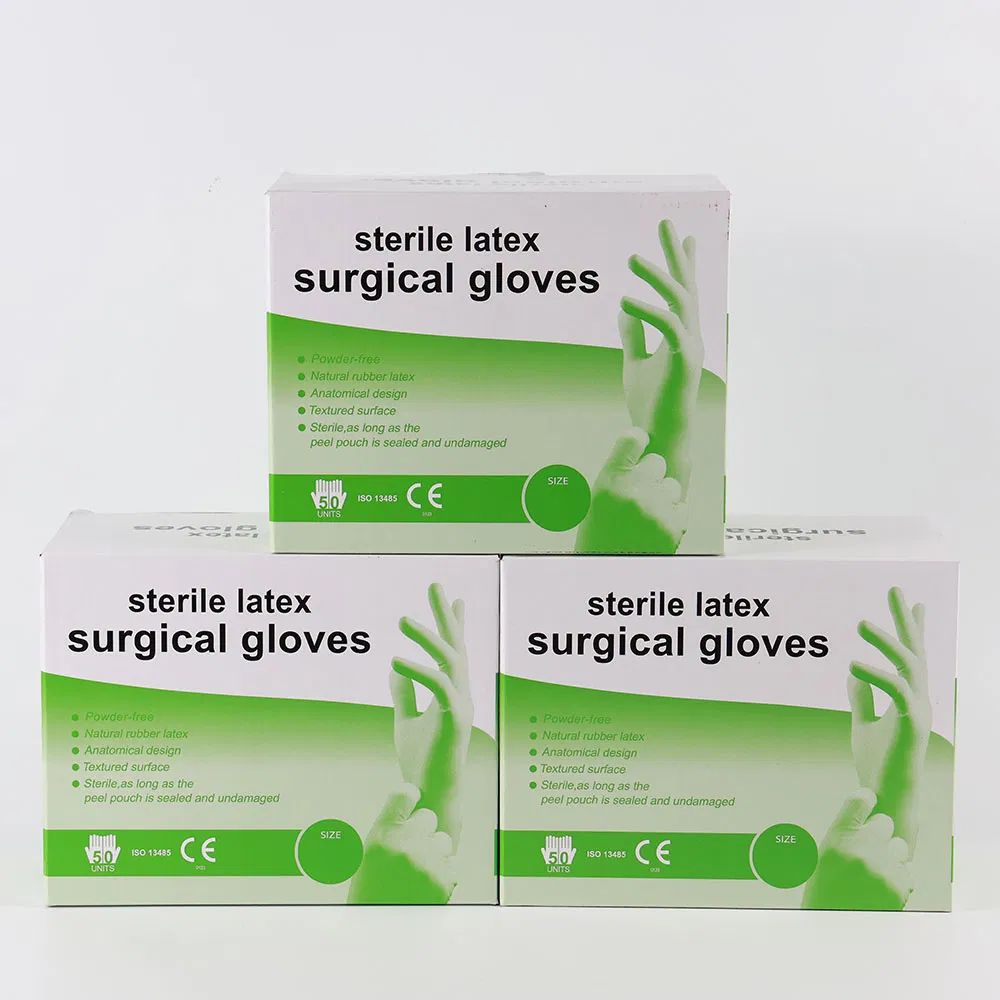 Comfortable and Durable Sterile Latex Surgical Glove for Medical Use Powdered or Powder-Free PE Glove
