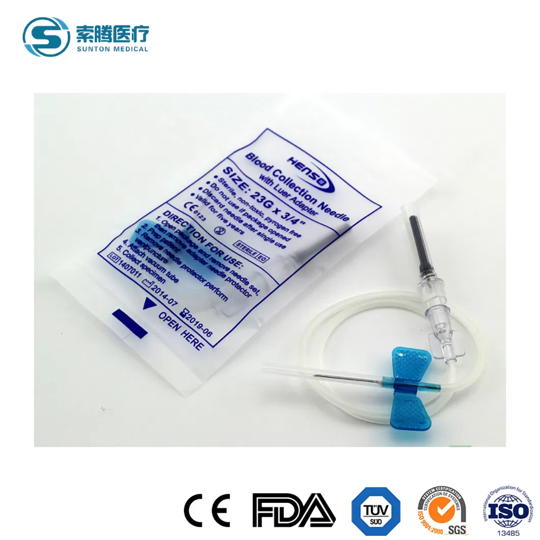 Medical Disposable Safety Vacuum Stainless Steel Sterile Lancet Butterfly Blood Specimen Collection Collecting IV Needle with Luer Slip/Lock