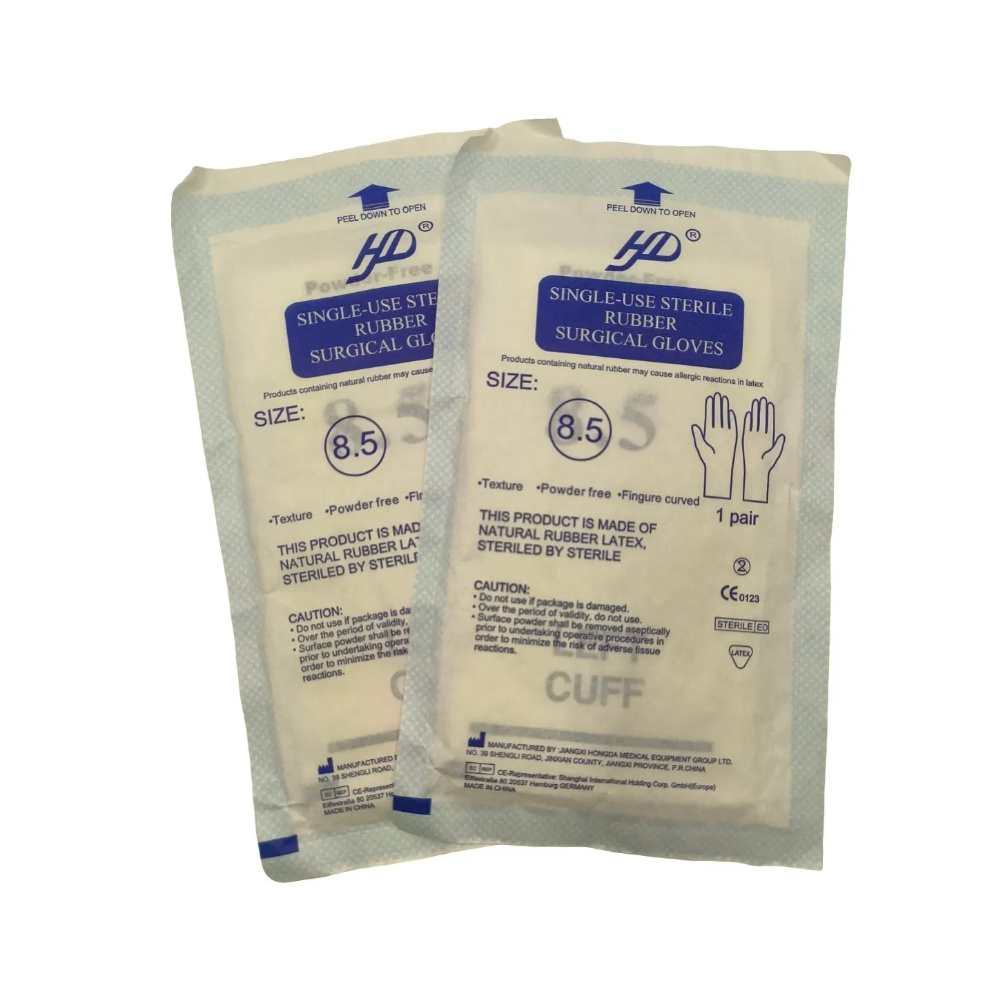 Natural Rubber Surgical Gloves Single-Use Sterile Powder-Free Textured Finger Curved Size 8.5 CE Certified