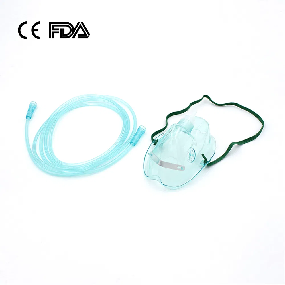CE, FDA Approved Oxygen Mask Factory Hospital Plastic Medical Disposable Oxygen Face Mask XL Adult Elongated/ L Adult Standard Size Green