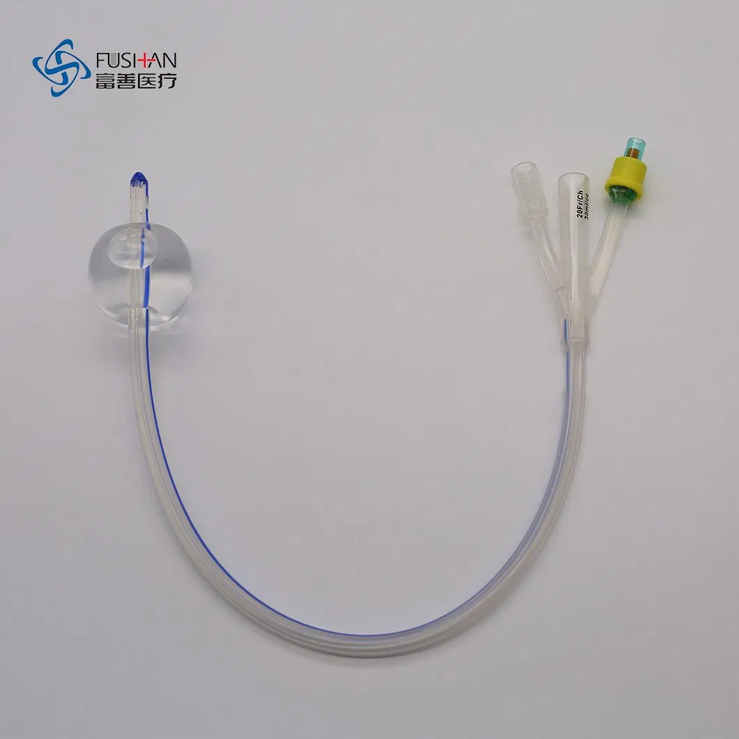 Adult Size Medical Grade Silicone 3 Way Foley Catheter for Urine Drainage with CE, ISO and FDA Certificates