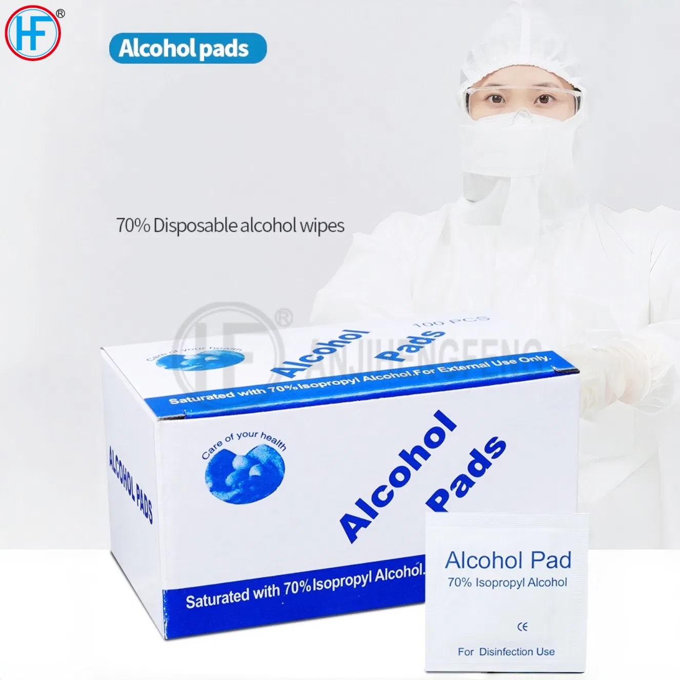 Alcohol Prep Pads, 70% Alcohol Cotton Slices, 100 PCS Alcohol Gauze Pads Individually Wrapped