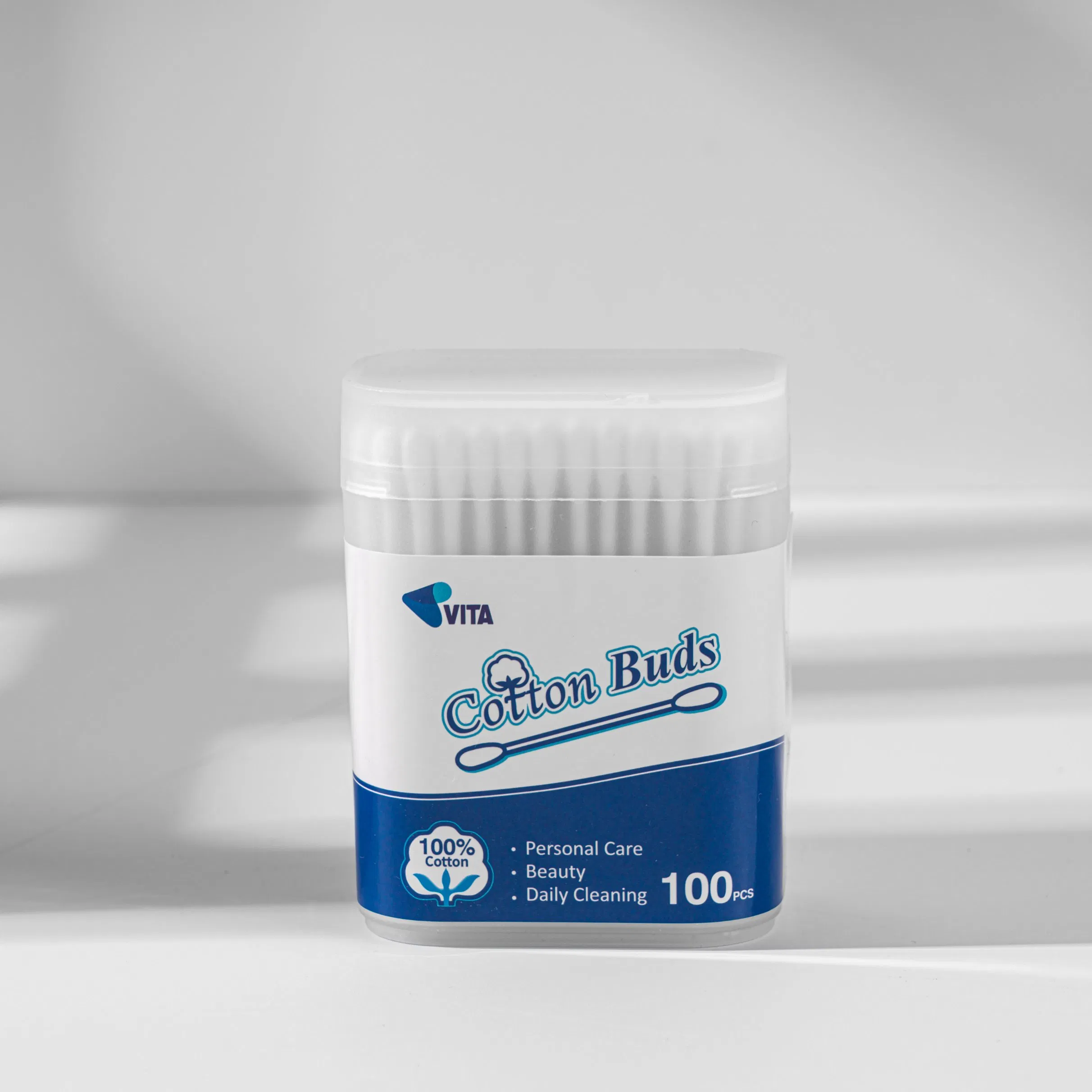 100 PCS Biodegradable Paper Stick Cotton Swabs for Ear and Makeup