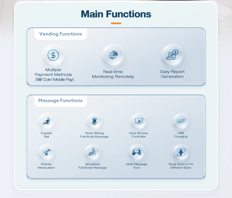 2 main features for vending massage chairs