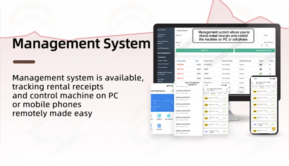 V2 pay-per-use massage chair remote management system on PC and mobile