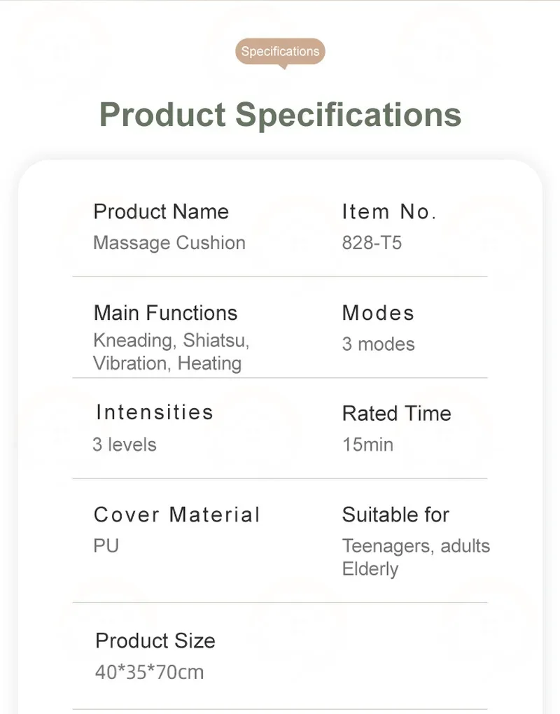 10-828-vn-massage-mattress-product-specifications