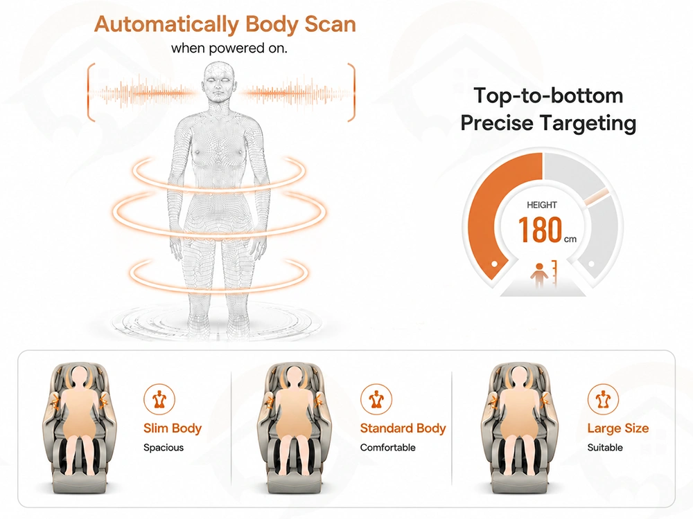 V11 massage chair automatic body scan targeting pressure points