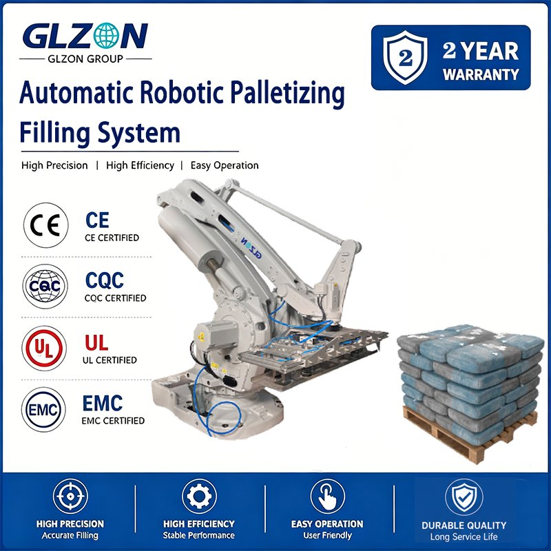 Palletização Robótica Automática para Sacos de Cimento Sistema de Palletização Robótica para Sacos com Válvula
