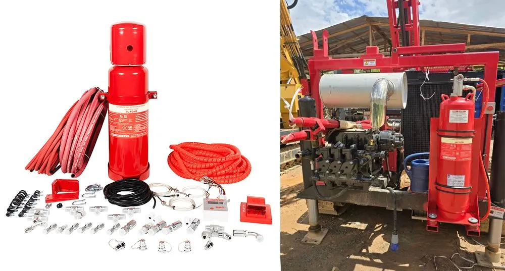 Sistema de Extintor de Incêndio Automático para Caminhões Ativação de Válvula Solenoide
