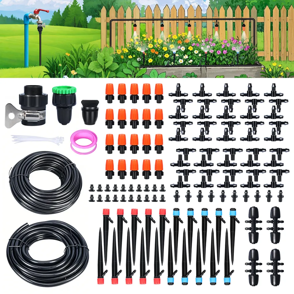 Kit completo de irrigação por gotejamento de 110 pés