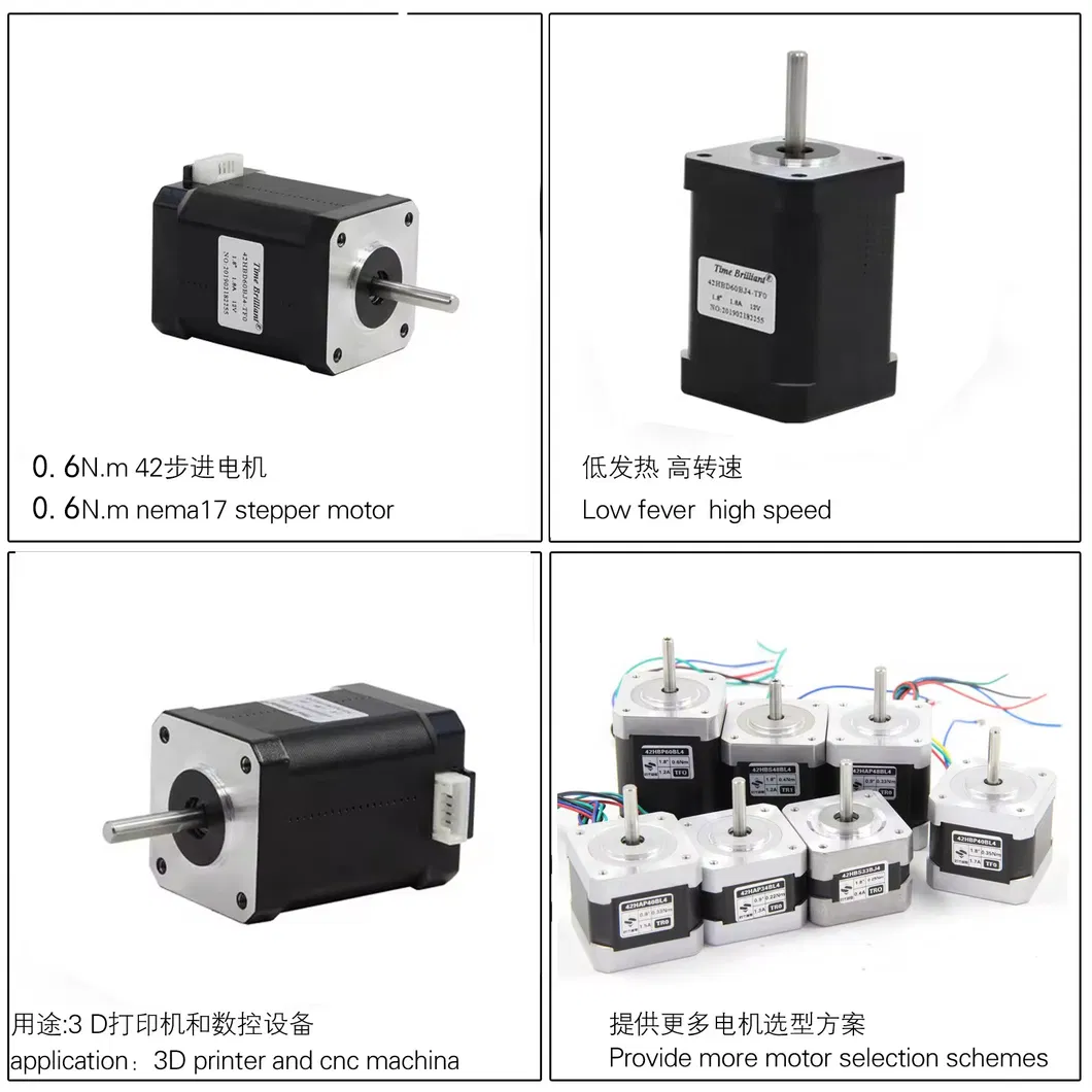 Fornecedor da China NEMA 17 Motor de Passo Híbrido 2-Phase 0.6nm 1.7A Controle Digital para 3D Impressora/Máquina CNC