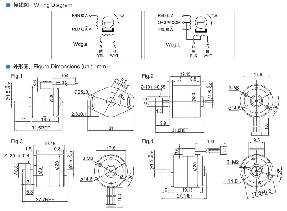 20by 18 Grau Passo Ângulo 2/4 Fase Atuador Linear Micro Passo Motor