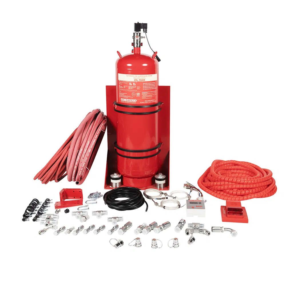 Sistema de Extintor de Incêndio Automático para Caminhões Tanque de Óleo Ativação de Válvula Solenoide