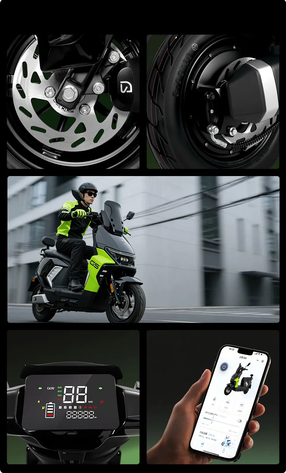 Desempenho Urbano 72V Powertrain Mkg Mighty Poiet Scooter Elétrico Motocicleta para Segurança