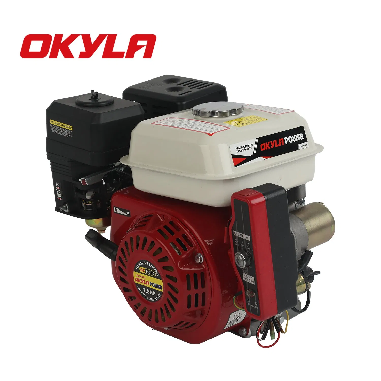 Preço de Fábrica Okyla 168f 170f Motor a Gasolina 5.5HP 6.5HP 7.5HP 4-Stroke com Polia Gx210 Gx200 Gx390