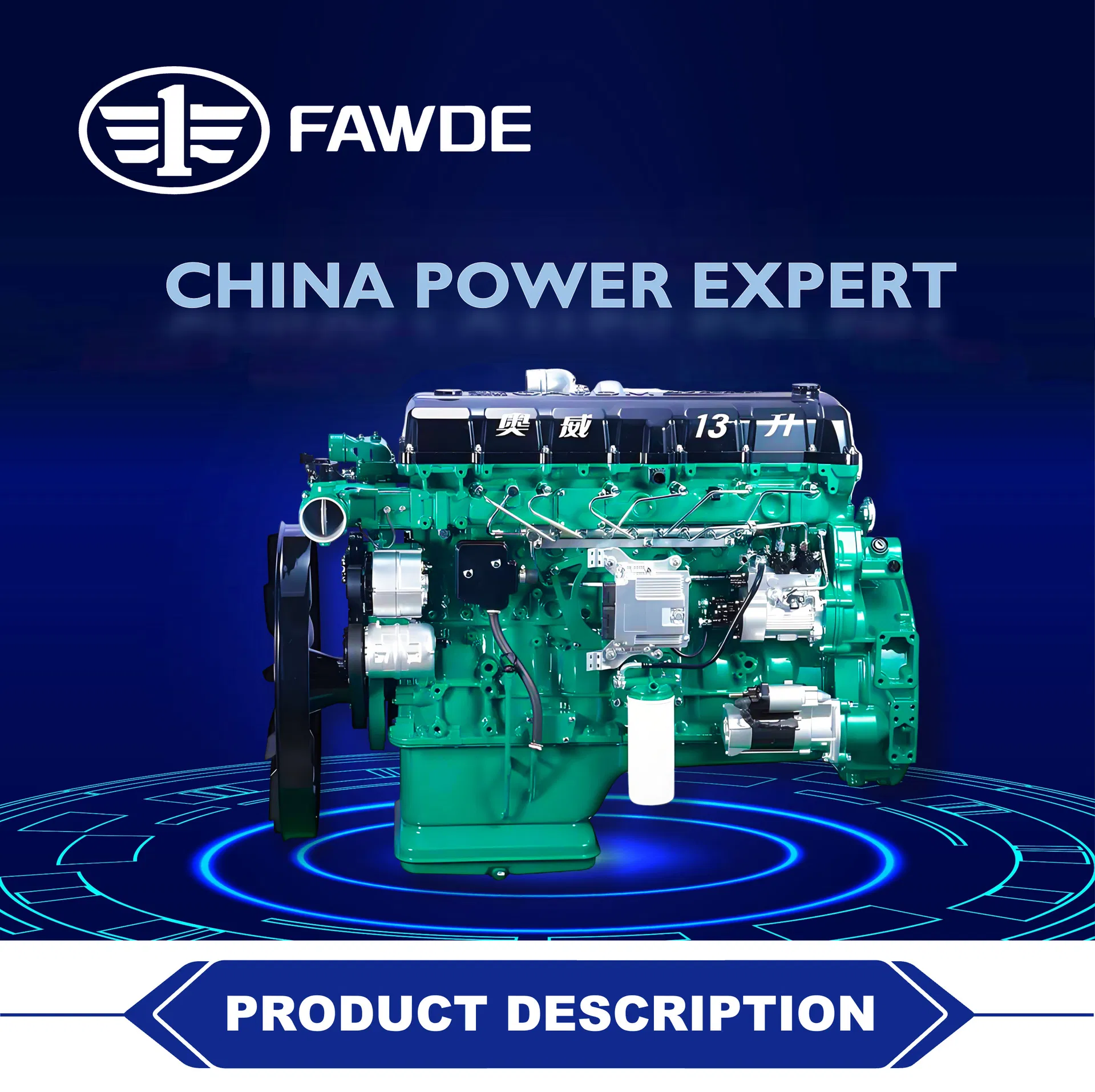 Fawde 330kw ECU Motor Turboalimentado 6-Cylinder para Genset