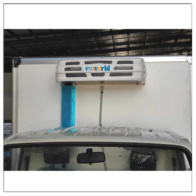 Vacina Congelada Carne Frango Medicina 5~8 Metros Cúbicos DC24V/12V Potência do Motor R404A Evaporador de Tubo de Cobre Montado na Frente Sistema de Refrigeração de Caminhão Leve