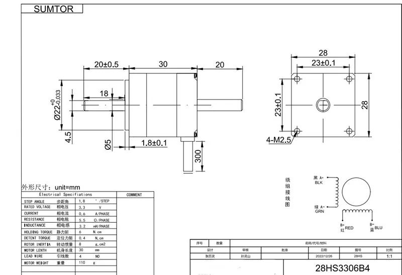 Motor de Passo Híbrido NEMA 11 com Eixo Duplo Alta Precisão 2 Motor de Passo de Fase CNC Comprimento 33mm CE para Máquinas Médicas e Têxteis