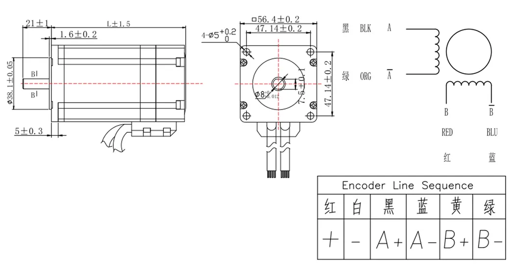Série Completa NEMA 11 14 17 23 24 34 42 Motor de Passo Elétrico DC Híbrido para Barco com Redutor, Encoder