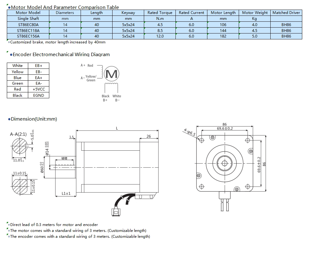 Kefufa NEMA34 86mm Motor de Passo de Laço Fechado 4.5-12n. Motor de Passo M de Alto Torque para Máquinas Pesadas Europeias e Americanas