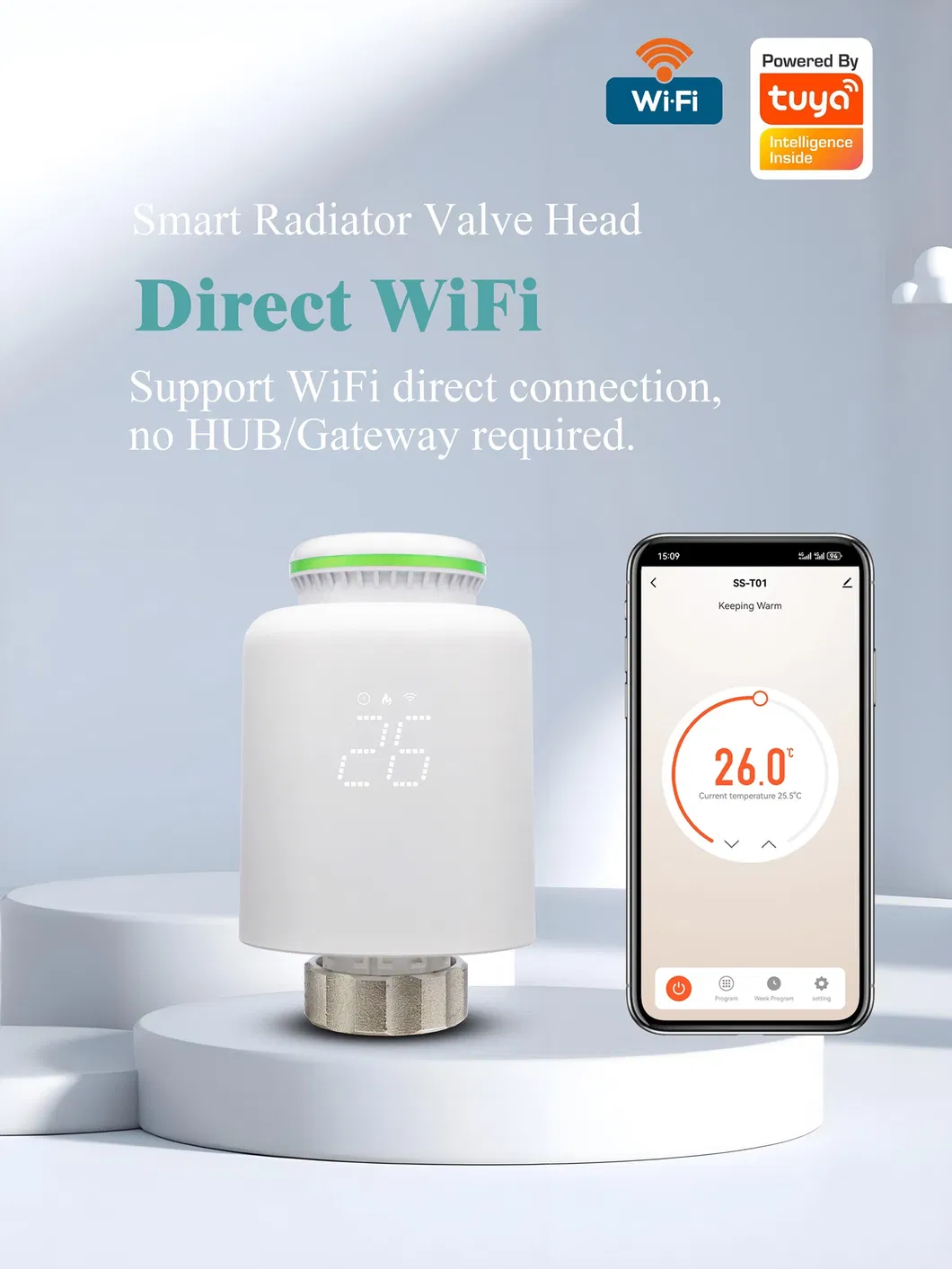 Válvula Termostática do Sistema de Aquecimento de Piso com Controle WiFi