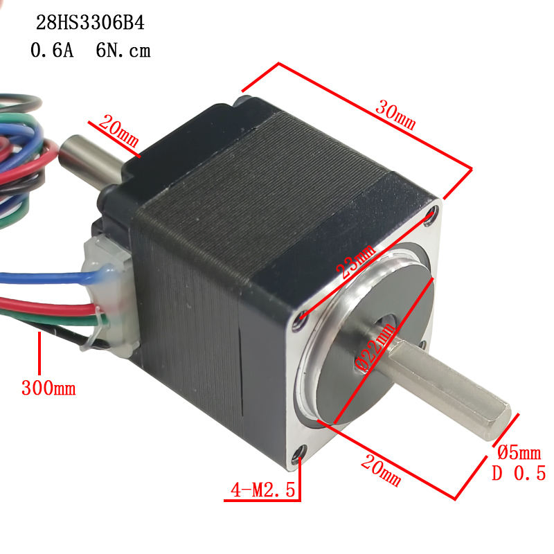 Motor de Passo Híbrido NEMA 11 com Eixo Duplo Alta Precisão 2 Motor de Passo de Fase CNC Comprimento 33mm CE para Máquinas Médicas e Têxteis