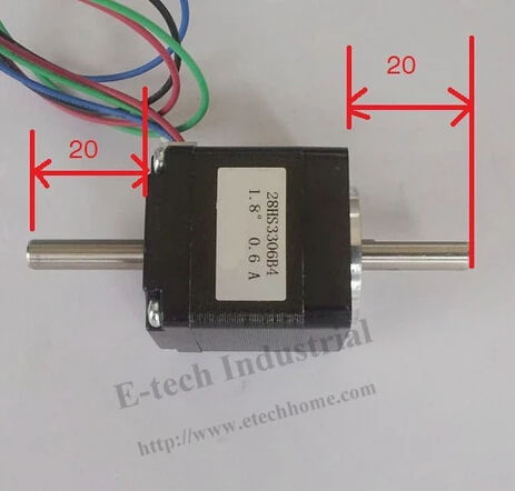 Motor de Passo Híbrido NEMA 11 com Eixo Duplo Alta Precisão 2 Motor de Passo de Fase CNC Comprimento 33mm CE para Máquinas Médicas e Têxteis