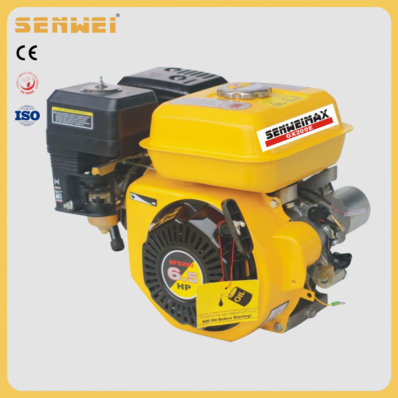 Senweimax Gx200e Motor a Gasolina Completo com Polia e Alerta de Óleo, Partida Elétrica, 6.5HP