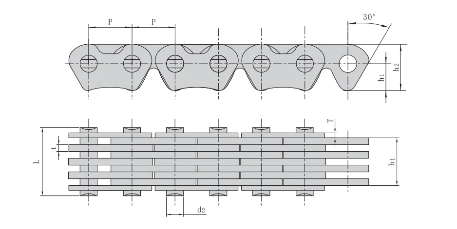Desenho Técnico de Detalhes da Corrente de Distribuição