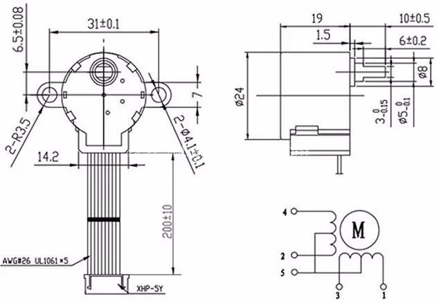 Miniatura 24byj48 Motor de Passo em Lata 12V Motor de Engrenagem com Ímã Permanente para Câmeras de Vigilância