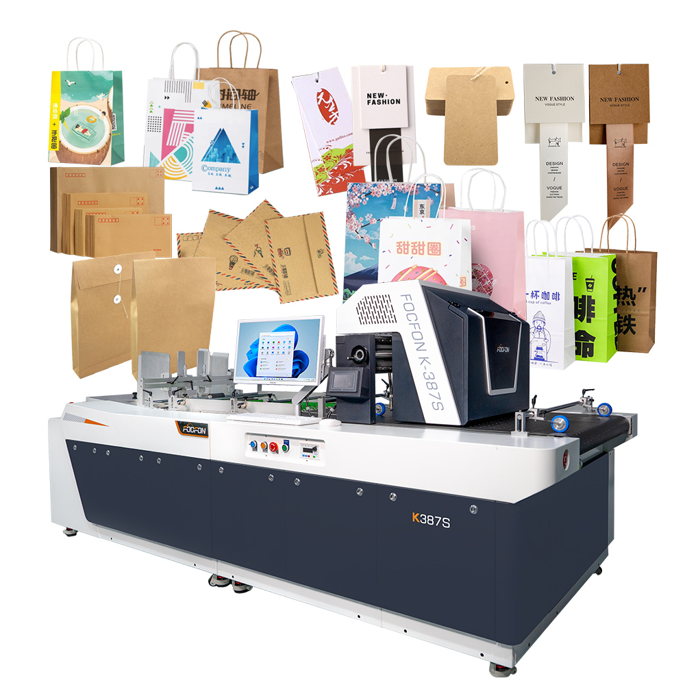 Foofon K387 New Inkjet Printer Multiple Size Print Width Kraft Paper Corrugated Single Pass Bag Printing Machine Automatic CMYK