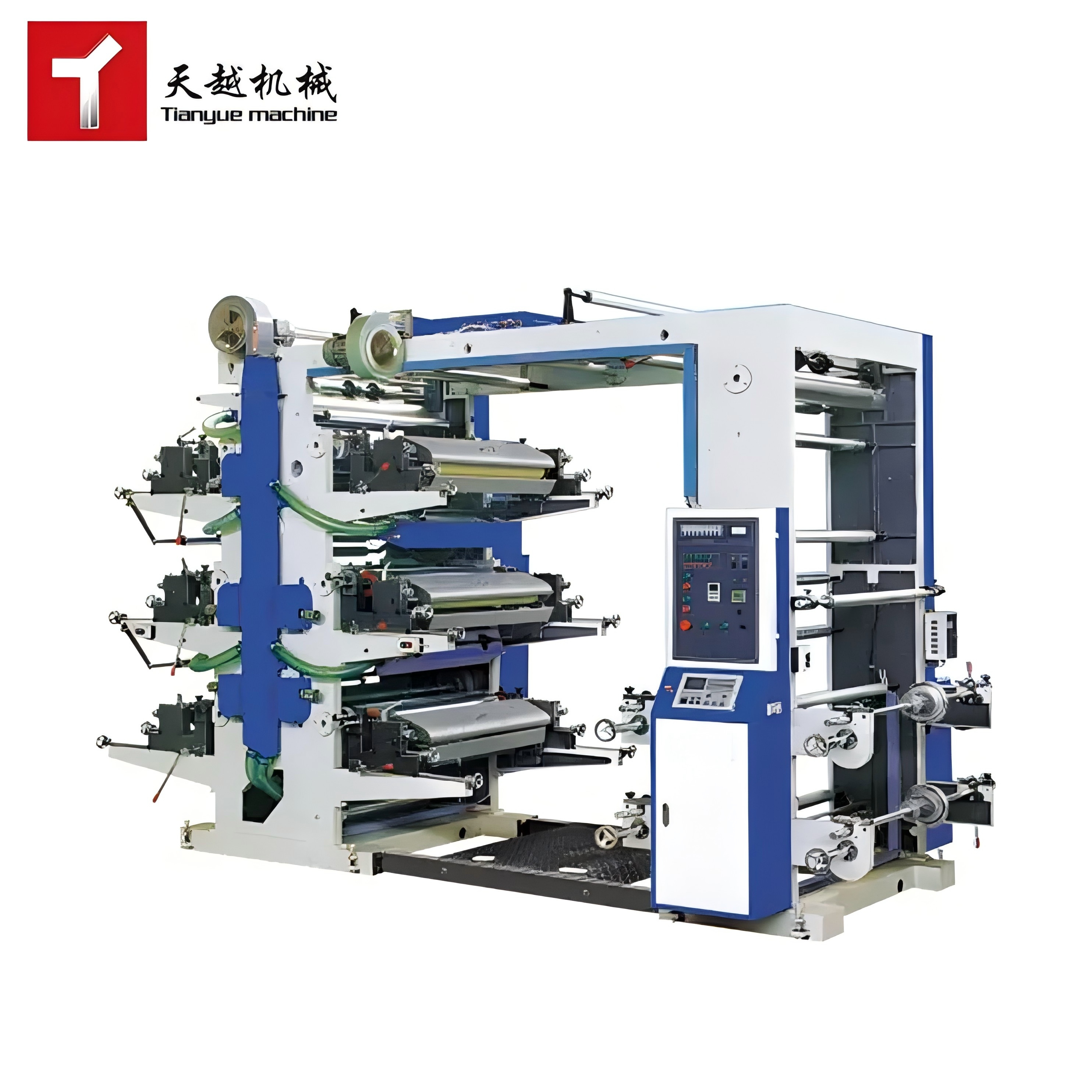High-Speed Roll-to-Roll Plastic Film Flexo Printing Machine New Condition Stack Type Flexographic Printer Letterpress