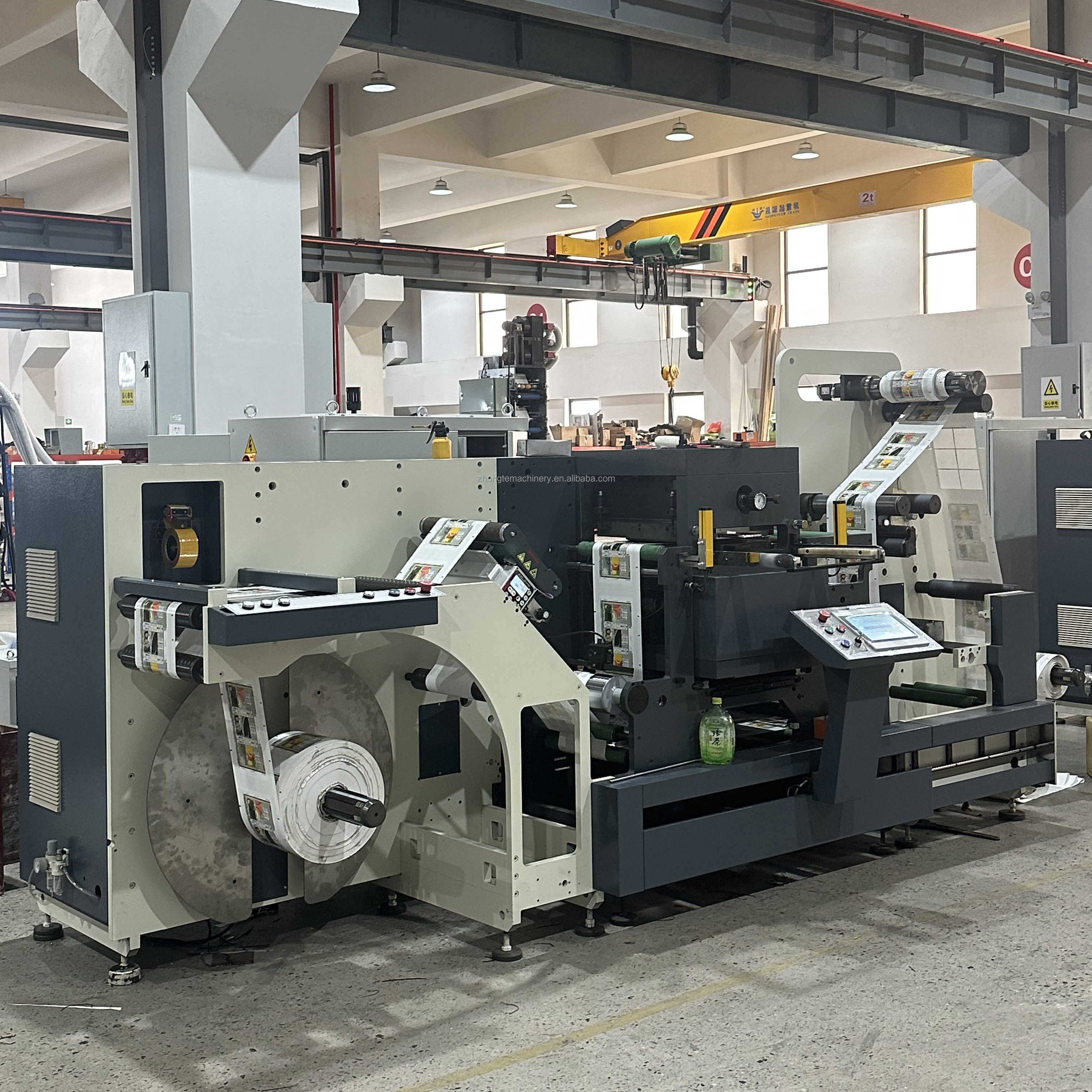 ZMQ-370 High Speed Auto Sticker Flat Bed Hot Foil Stamping Semi Rotary Die Cutting Slitting Machine with Flexo Unit