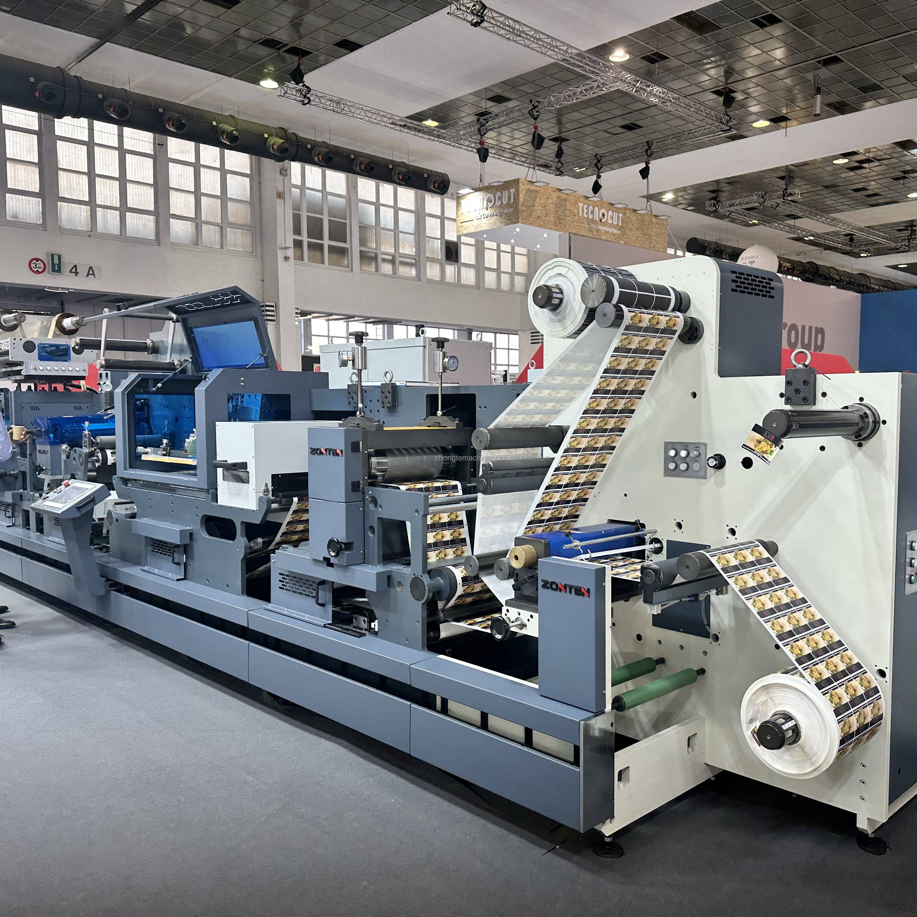 ZMQ-370 High Speed Auto Sticker Flat Bed Hot Foil Stamping Semi Rotary Die Cutting Slitting Machine with Flexo Unit