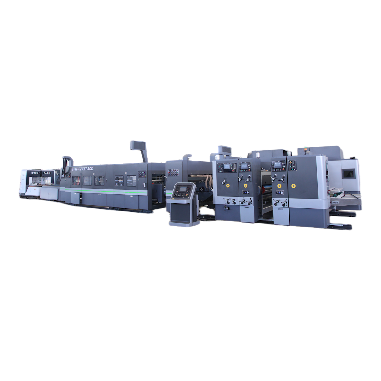 Automatic 4 Colors Flexo Printer Slotter Die-cutter Folder Gluer and Strapper Machine Inline