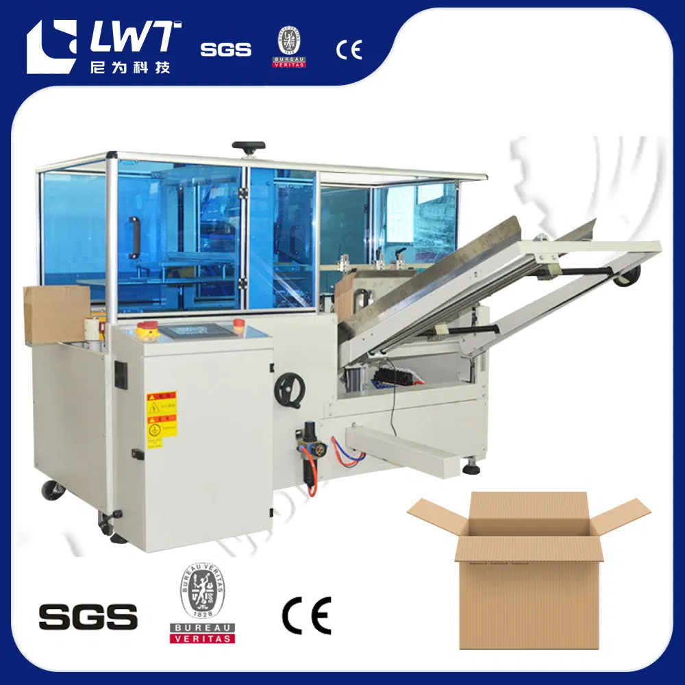 Low Speed Fully Automatic Carton Case Erector Set Machine with Bottom Tape Sealer Box Forming Machine