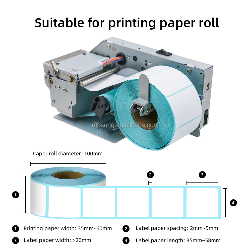 MASUNG MS-LP212A High Speed 58MM Roll To Roll Thermal Shipping Stickers Label Printer ReceiptThermal Label Printer Modules