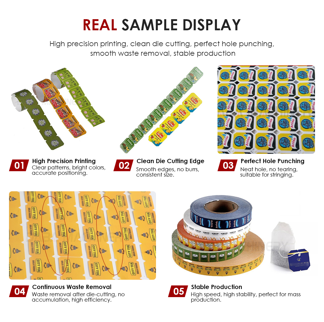 Narrow Web Flexo Printing Machine Tea Tag Printing with Rotary Die Cutting System