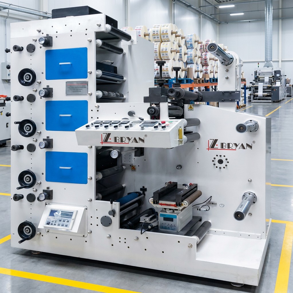 Zhenbang 4 Color In-Line Flexographic Letterpress Printer 100m/min High Speed Automatic Label Machine 2.2kW Power CE ISO Inline