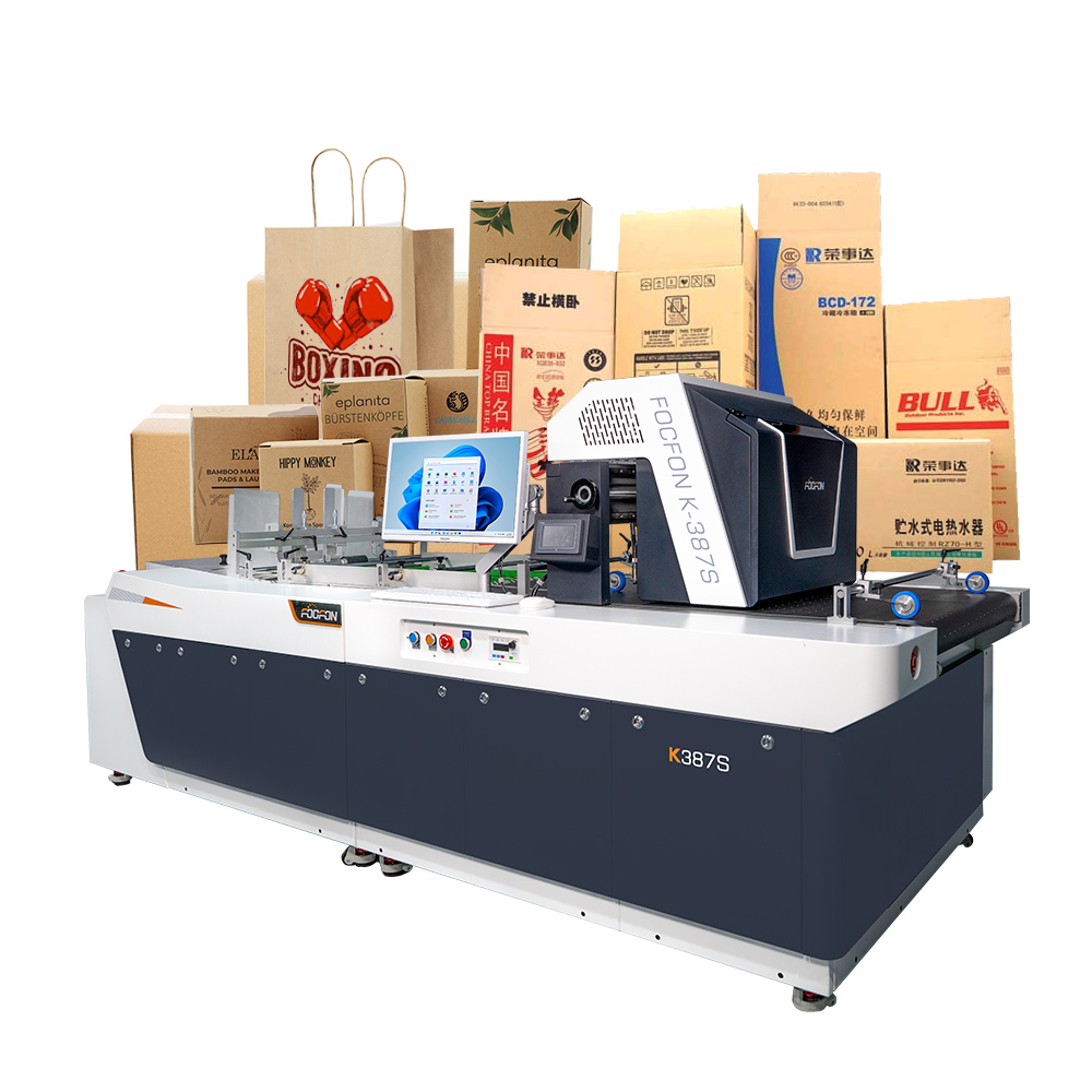 Foofon K387 New Inkjet Printer Multiple Size Print Width Kraft Paper Corrugated Single Pass Bag Printing Machine Automatic CMYK