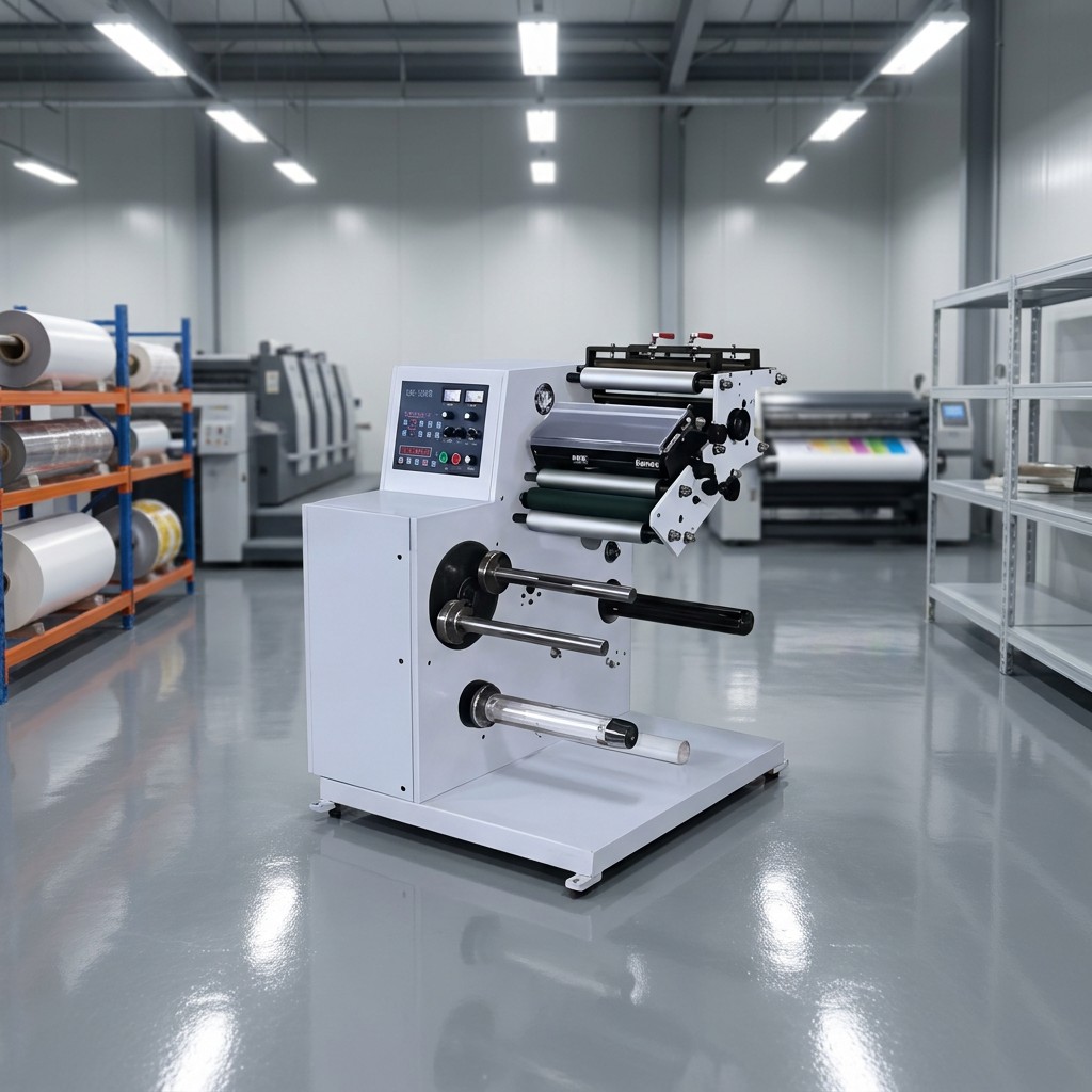 High Speed Manual Roll to Roll Adhesive Sticker Paper Film Label Slitting Machine with Rewinder New