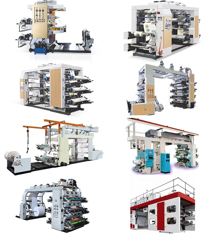 Economical cheap plastic film Polythene HDPE LDPE shopping bag nonwoven bag roll 6 six colors letterpress flexo printer machine