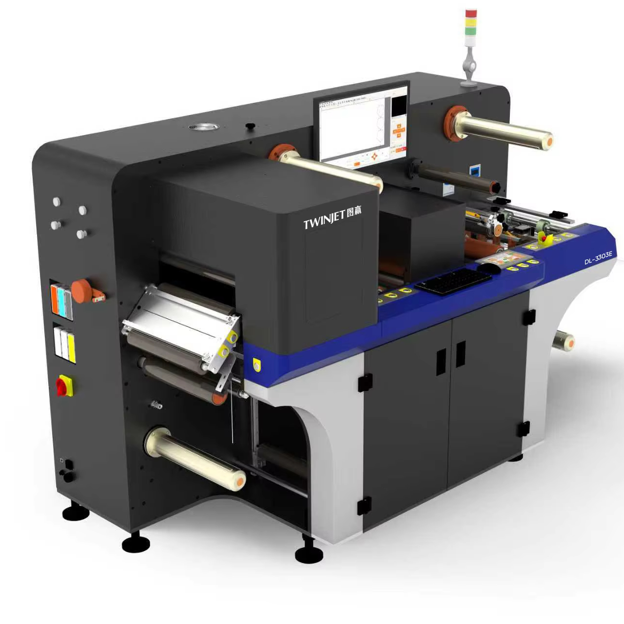 High Speed Roll To Roll 350mm Printing Size 3 Printheads All-in-one Labeling Machine Digital Label Machine