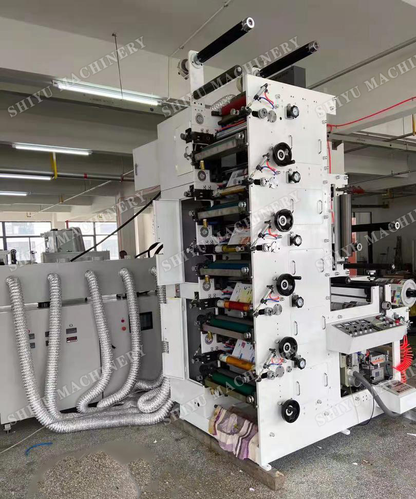 Automatic Roll to Roll Adhesive Paper 5 Color Narrow Web Flexo Printing Machine with Rotary Die Cutting and Sheet